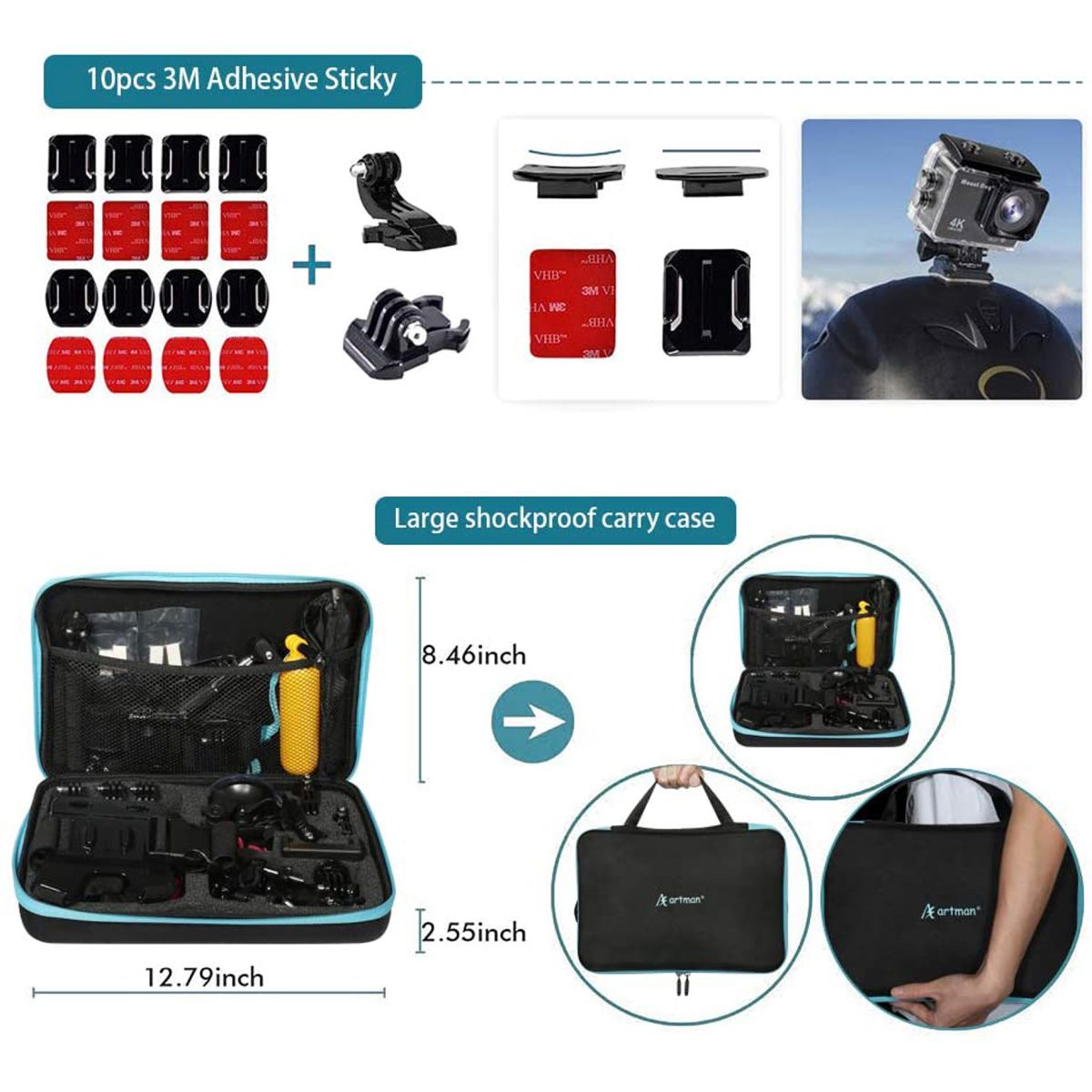 کیت لوازم جانبی ۵۸ تیکه گوپرو Camera Accessories Kit - Image 3