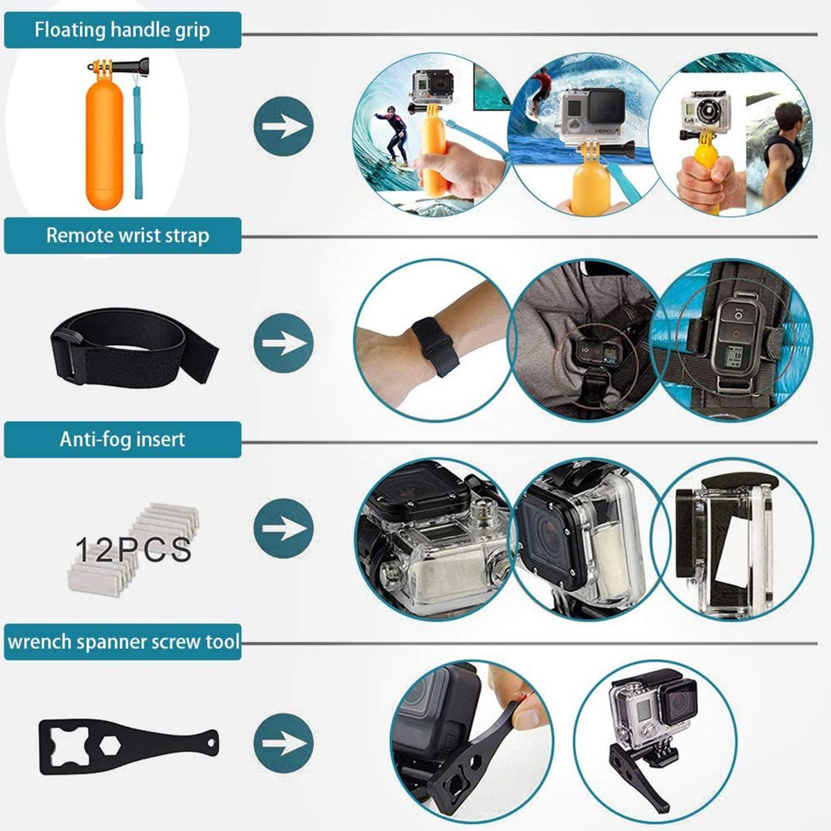 کیت لوازم جانبی ۵۸ تیکه گوپرو Camera Accessories Kit - Image 6
